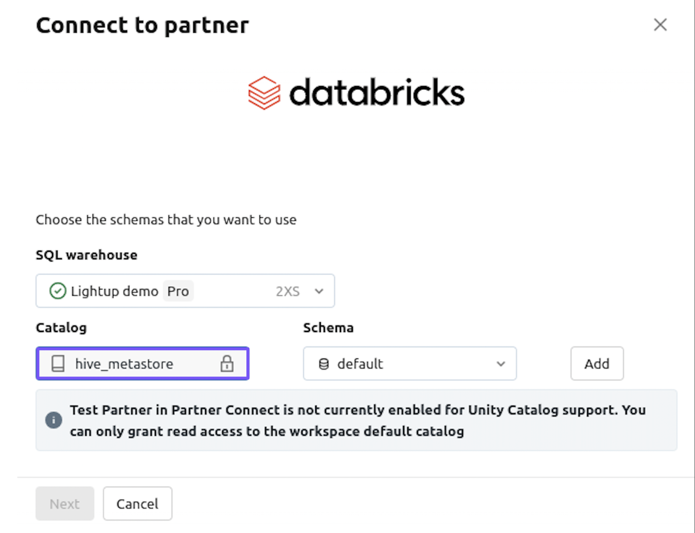 Connect Lightup to any catalog in Databricks Unity Catalog, not just the default Hive metastore.