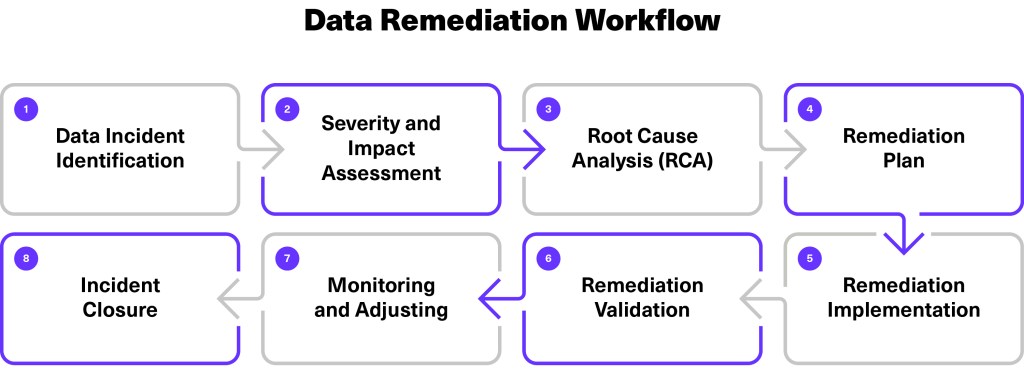 Data remediation workflow — eight-step end-to-end process
