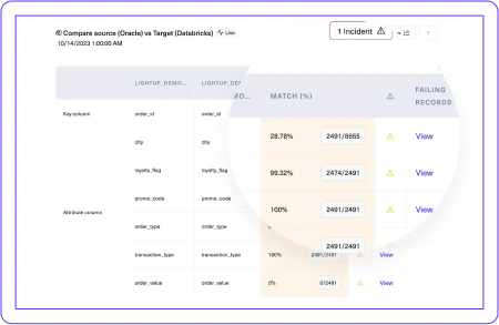 Lightup reconciliation checks detail